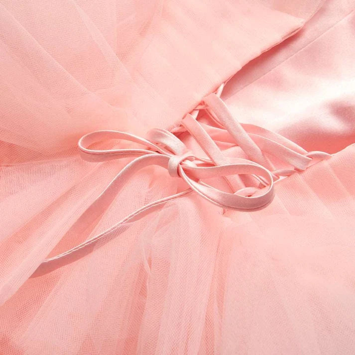 Girls Pink Layered Tulle Princess Party Dress
