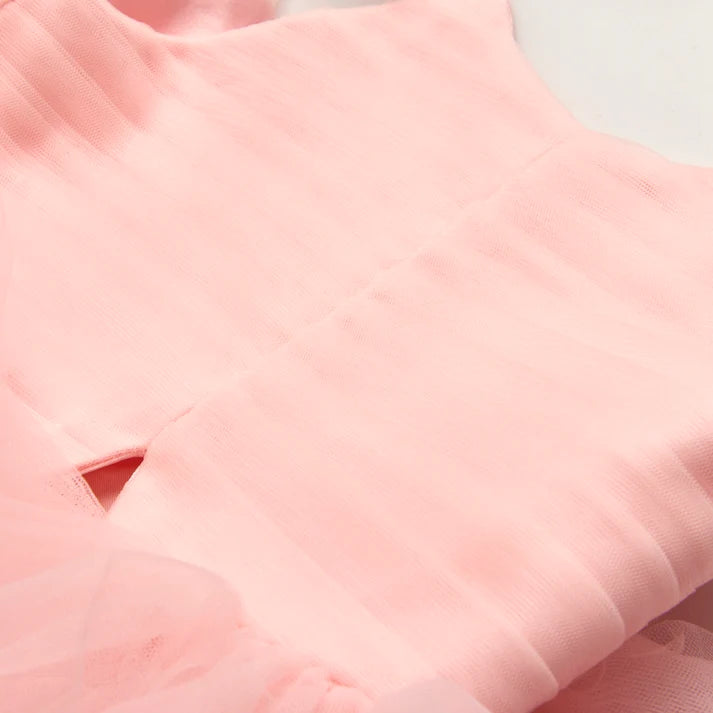 Girls Pink Layered Tulle Princess Party Dress