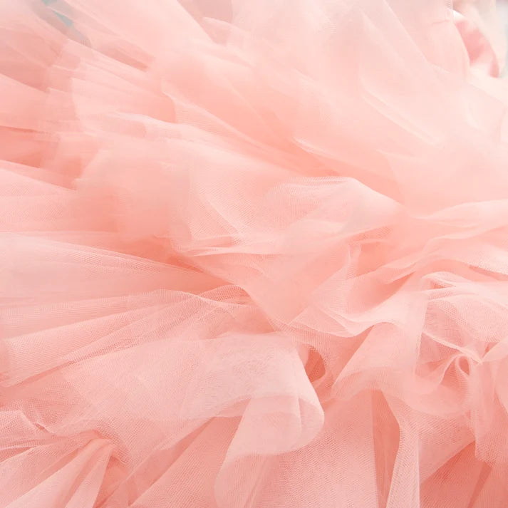 Girls Pink Layered Tulle Princess Party Dress