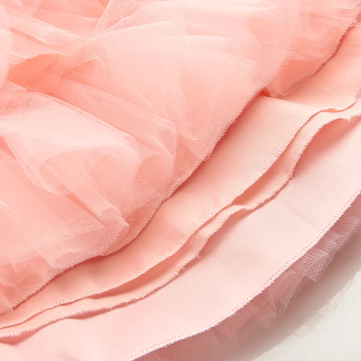 Girls Pink Layered Tulle Princess Party Dress