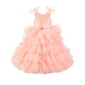 Girls Pink Layered Tulle Princess Party Dress