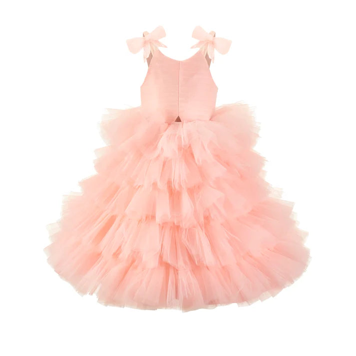 Girls Pink Layered Tulle Princess Party Dress