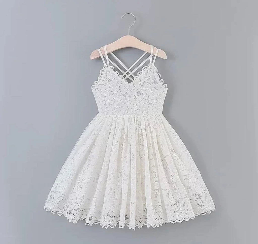 Off White Lace Cotton Flower Girl Dress