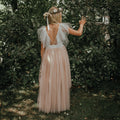 Blush High Low Tulle Flower Girl Dress with Lace Bodice