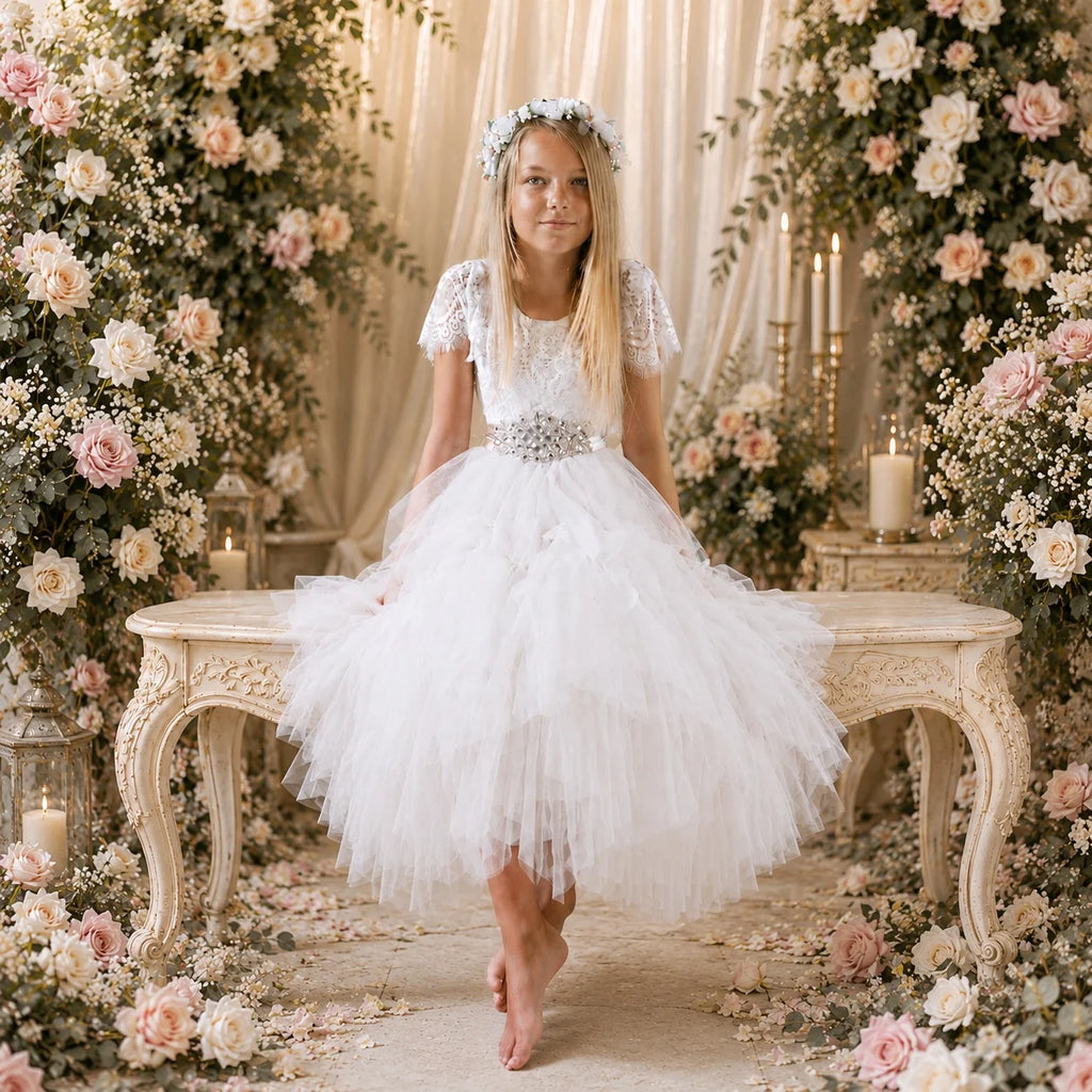 White Bohemian Lace Dress for Baby Girls